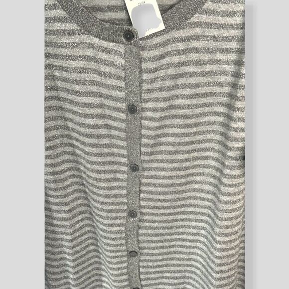 Lane Bryant Plus Size Women's New Silver Stripped & Gray Cardigan Sweater. - Picture 3 of 9